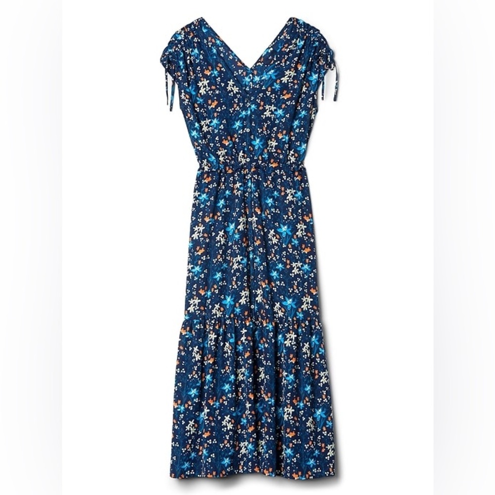 GAP V-neck Blue Maxi Dress Floral Size XS